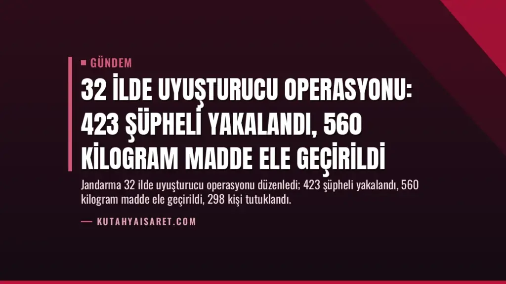 32 İlde Uyuşturucu Operasyonu: 423 Şüpheli Yakalandı, 560 Kilogram Madde Ele Geçirildi
