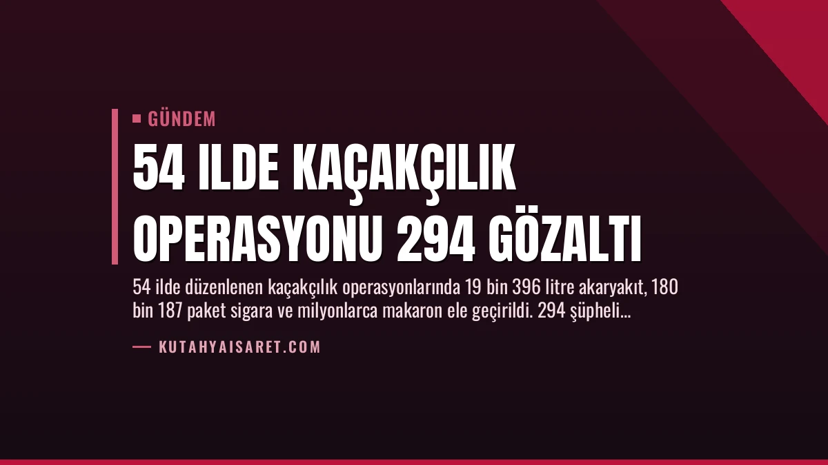 54 Ilde Kaçakçılık Operasyonu 294 Gözaltı