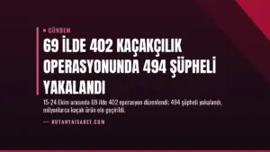 69 İlde 402 Kaçakçılık Operasyonunda 494 Şüpheli Yakalandı