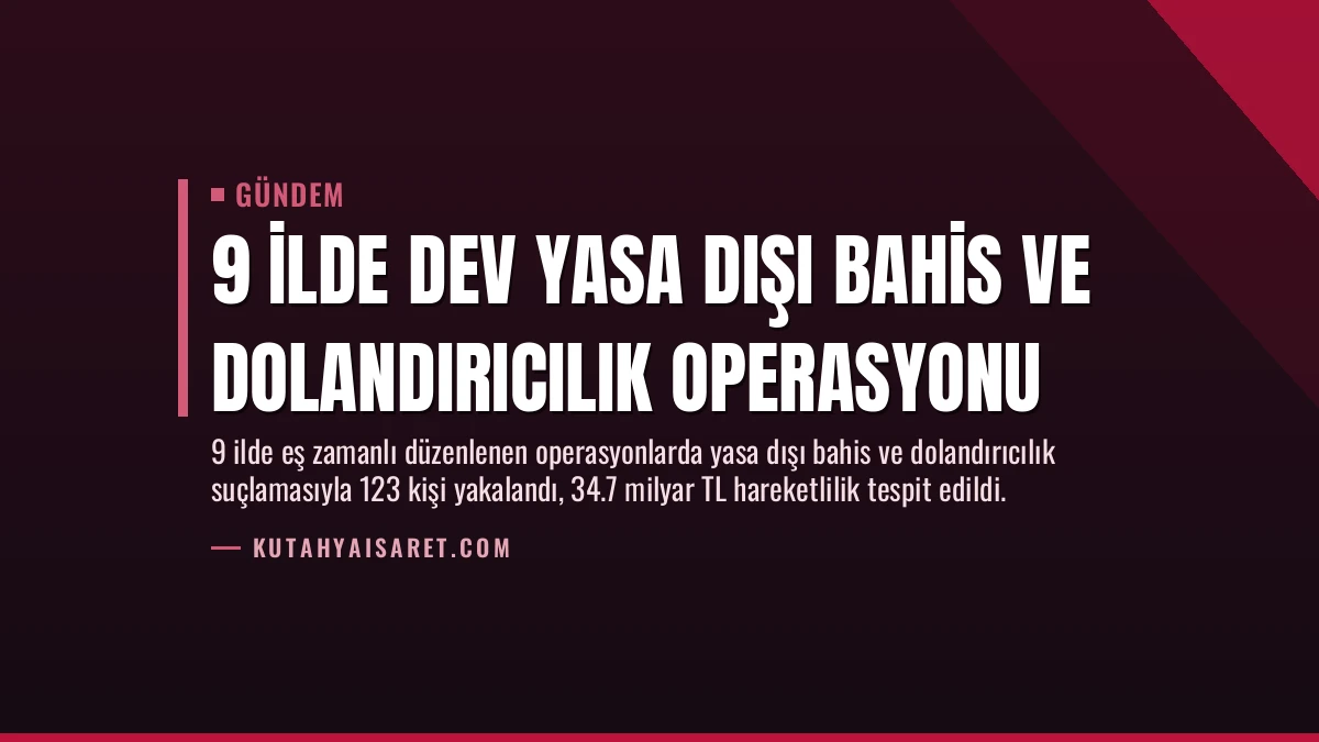 9 İlde Dev Yasa Dışı Bahis ve Dolandırıcılık Operasyonu
